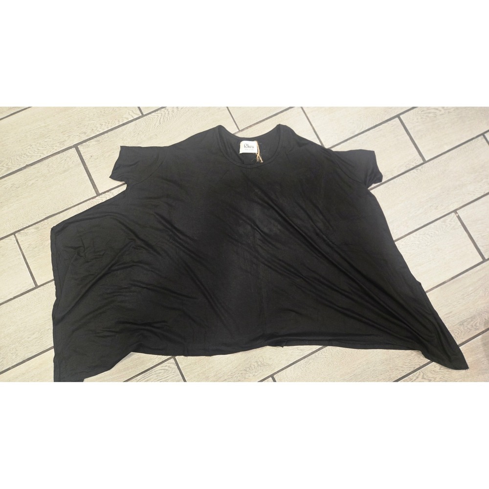 Rhea Lycra Titli Top Black Oversized Viscose Scoop Neck Short Sleeve One Size